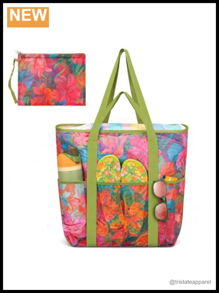 Mesh Beach Tote With Detachable Zip Pouch Quick-Dry Sand-Free Travel